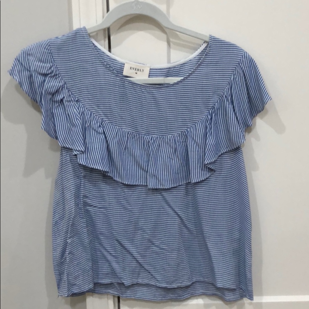 Blue and white striped Everly blouse